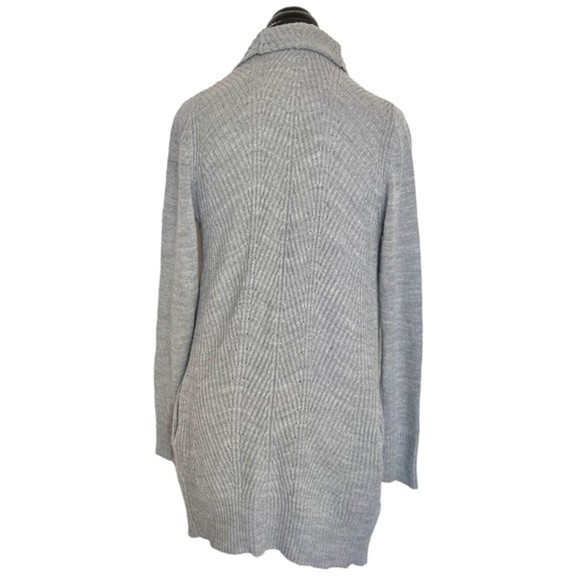 Fate Grey Cardigan Open Sweater Size Small Black line Panel Duster Thick Ribbed - Picture 4 of 12